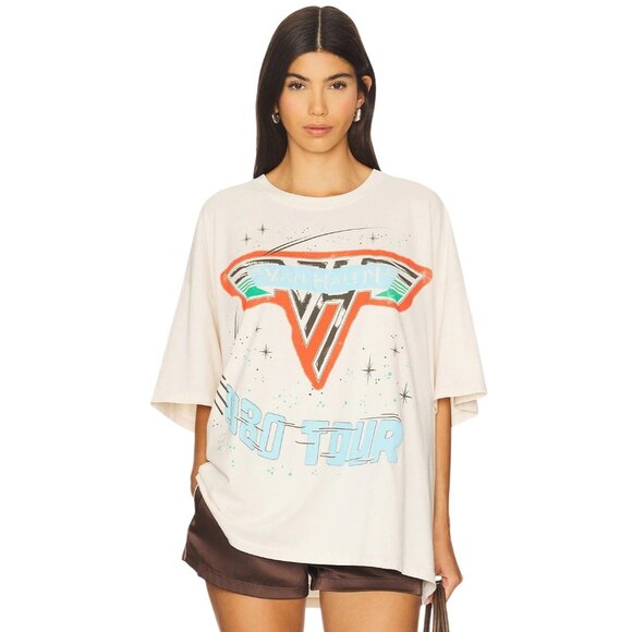 Daydreamer Tops - DAYDREAMER Van Halen 1980 Tour One Size Tee in Dirty White Womens Tshirt Top